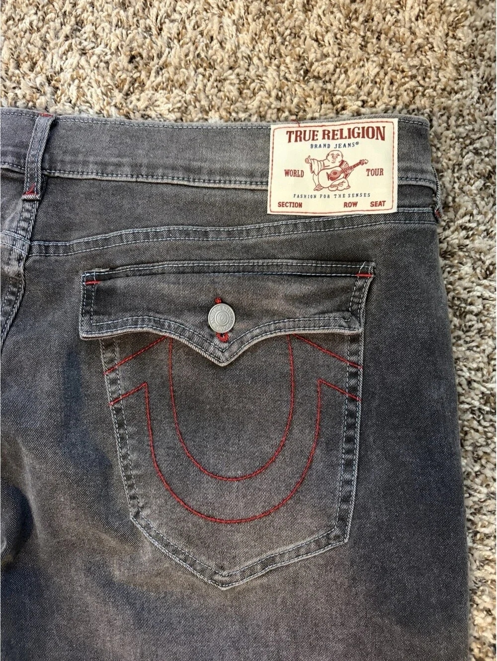 True Religion Ricky Big T Flap Relaxed Straight Fit Jeans Men’s Size 42x30 NWT